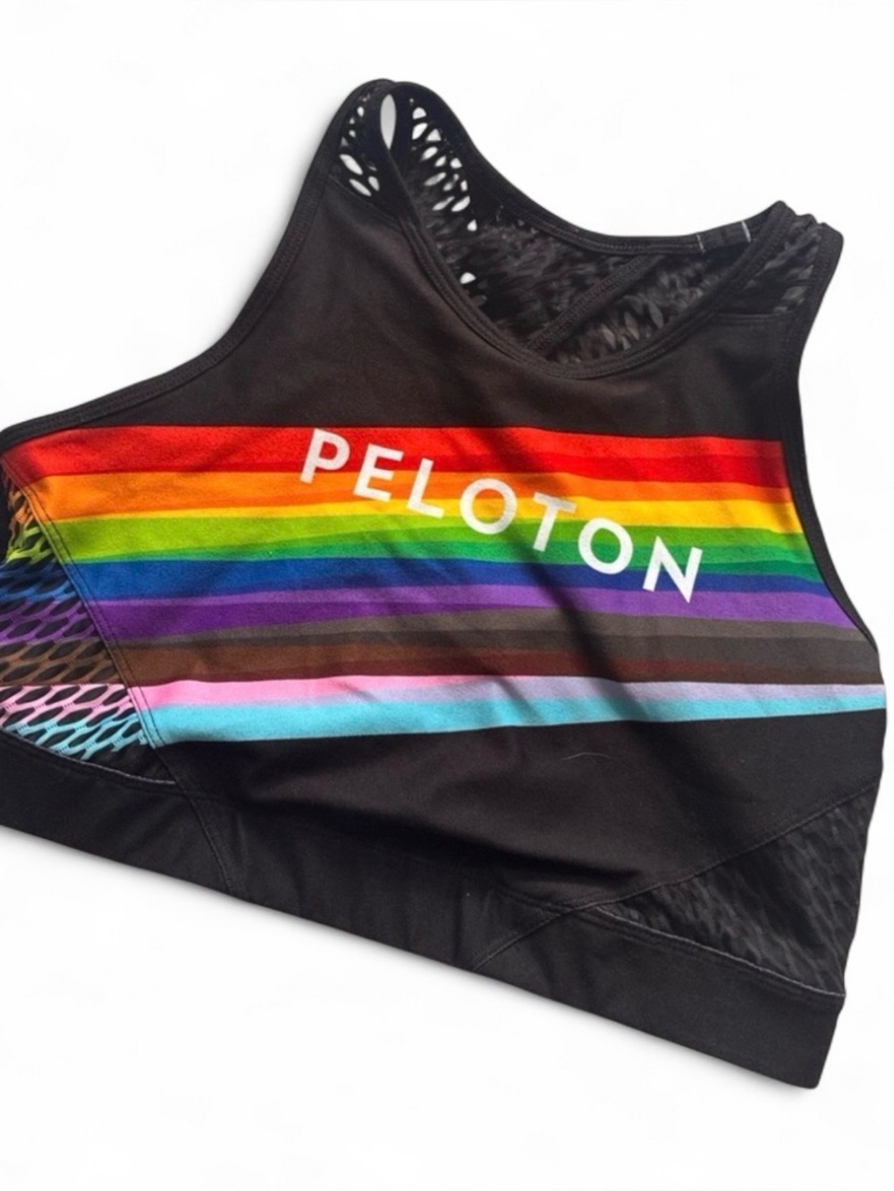 Peloton Rainbow Stripe Sports Bra - Black Size Medium